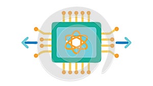 Microchip CPU with Data Flow and Processing, vector design Generative AI