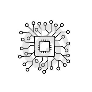 Microchip cpu icon in linear style
