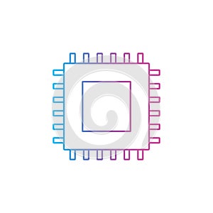 microchip cpu processor chip outline line style icon vector illustration