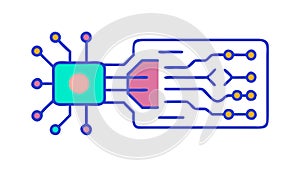 Microchip Data Flow Icon, Computing and Circuitry Technology Vector, vector design Generative AI