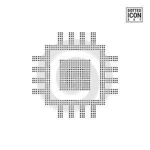 Microchip Dot Pattern Icon. Microchip Dotted Icon Isolated on White Background. Vector Icon of Microchip