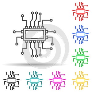 Microchip electronic device multi color style icon. Simple thin line, outline vector of artifical icons for ui and ux, website or