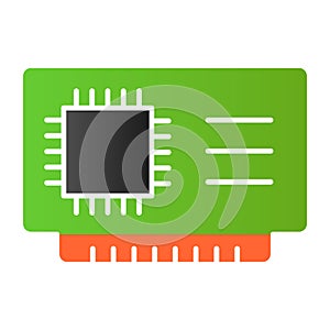 Microchip flat icon. Cpu vector illustration isolated on white. Chip gradient style design, designed for web and app