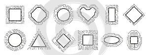 Microchip frame. Electronic chip, CPU border and digital circuit line board. Computer rocessors vector set