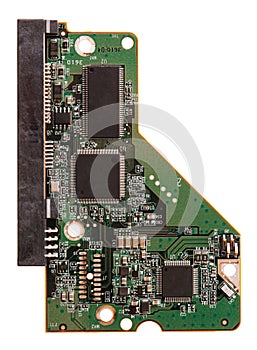 Microchip from HDD isolated on white