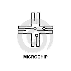 microchip icon. Element of technologies icon with name for mobile concept and web apps. Thin line microchip icon can be used for w