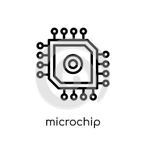 Microchip icon. Trendy modern flat linear vector Microchip icon