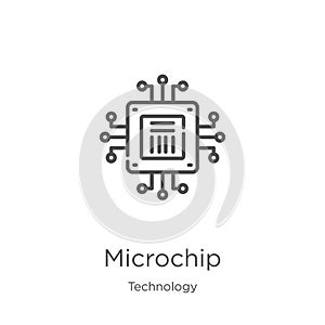 Microchip icon vector from technology collection. Thin line microchip outline icon vector illustration. Outline, thin line