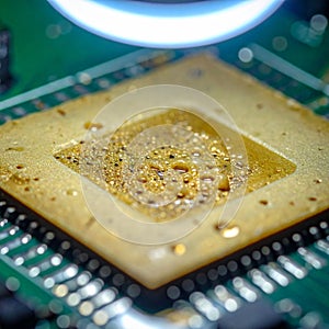 Microchip Inspection Under a Magnifying Light