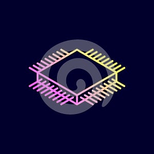 Microchip isometric icon. Central processing unit.