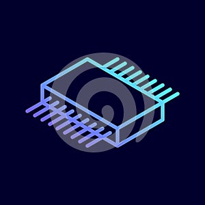 Microchip isometric icon. Central processing unit.