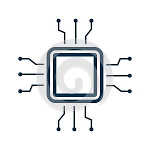 Microchip line icon. CPU, Central processing unit, computer processor