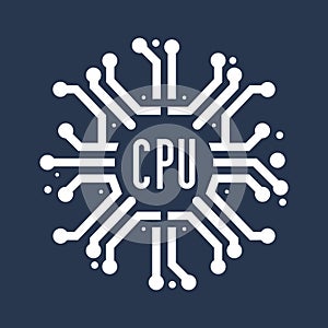 Microchip logo icon. CPU, Central processing unit, computer processor, chip symbol