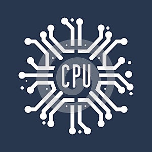 Microchip logo icon. CPU, Central processing unit, computer processor, chip symbol