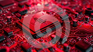 The microchip on motherboard.AI generated image