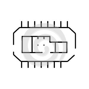 Microchip outline icon representing semiconductor technology and computing