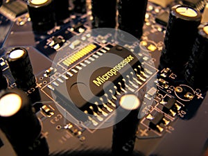 Microchip on the PCB with capacitors