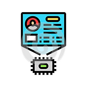 microchip with personalized data color icon vector illustration
