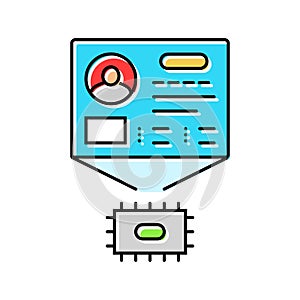 microchip with personalized data color icon vector illustration