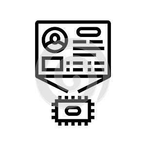 microchip with personalized data line icon vector illustration