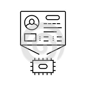 microchip with personalized data line icon vector illustration