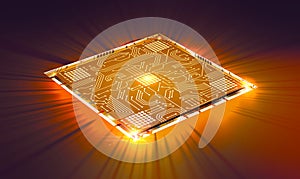 Microchip, power and speed. Presentation of the new microchip. Processor of a computer. Printed circuits. Information, quantum cpu