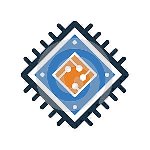 Microchip, processor, chip icon. Simple editable vector graphics