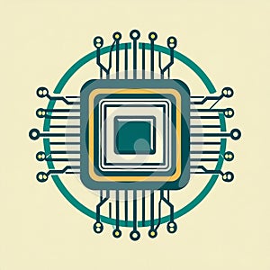 Microchip Processor Circuit Board Illustration