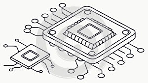 Microchip Processor on a Circuit Board Vector Icon, vector design Generative AI
