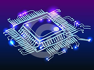 Microchip processor glowing doodle