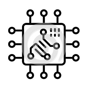 Microchip processor icon black and white.