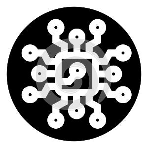 Microchip processor icon representing digital technology and computing
