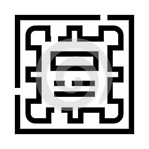 Microchip processor line icon for computing technology