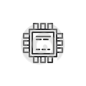 Microchip processor outline icon.