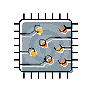 Microchip representing digital technology, processing, and electronic hardware