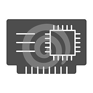 Microchip solid icon. Cpu vector illustration isolated on white. Chip glyph style design, designed for web and app. Eps