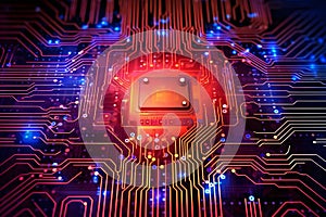 Microchip. tech. computer IT motherboard. circuit board.