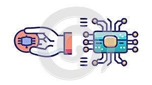 Microchip Technology Hand Vector Icon, vector design Generative AI