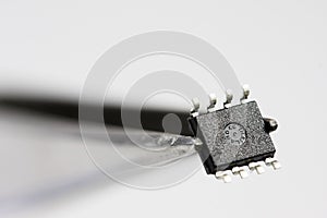 Microchip on a tweezer