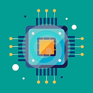 Microchip vector illustration. Microprocessor flat design.