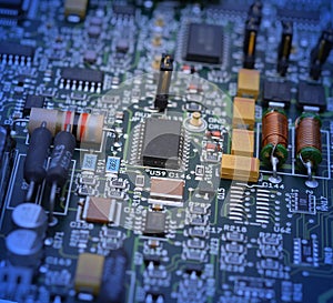 Microchips on a circuit board