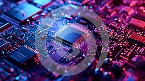 Microchips, Circuit Board CPU Processor. AI Generative