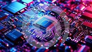 Microchips, Circuit Board CPU Processor. AI Generative