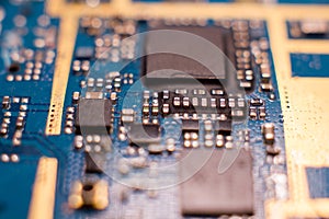 Microcircuit board close-up