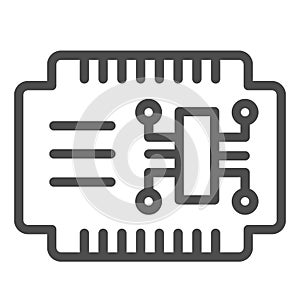 Microcircuit line icon. Car electronics vector illustration isolated on white. Automobile circuit outline style design