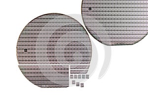 A microcircuit of a powerful Darlington transistor on a cut scribed semiconductor silicon multilayer wafer