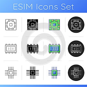 Microcircuits icons set