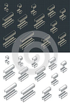 Microcircuits isometric Drawings Set