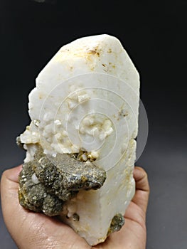 Microcline feldspar with muscovite crystal mineral specimen from pakistan