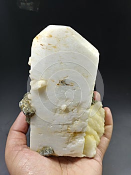 Microcline feldspar with muscovite crystal mineral specimen from pakistan